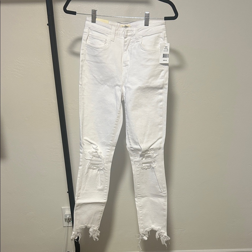 L'AGENCE White Distressed Ankle Jeans High Line Size 25 NWT